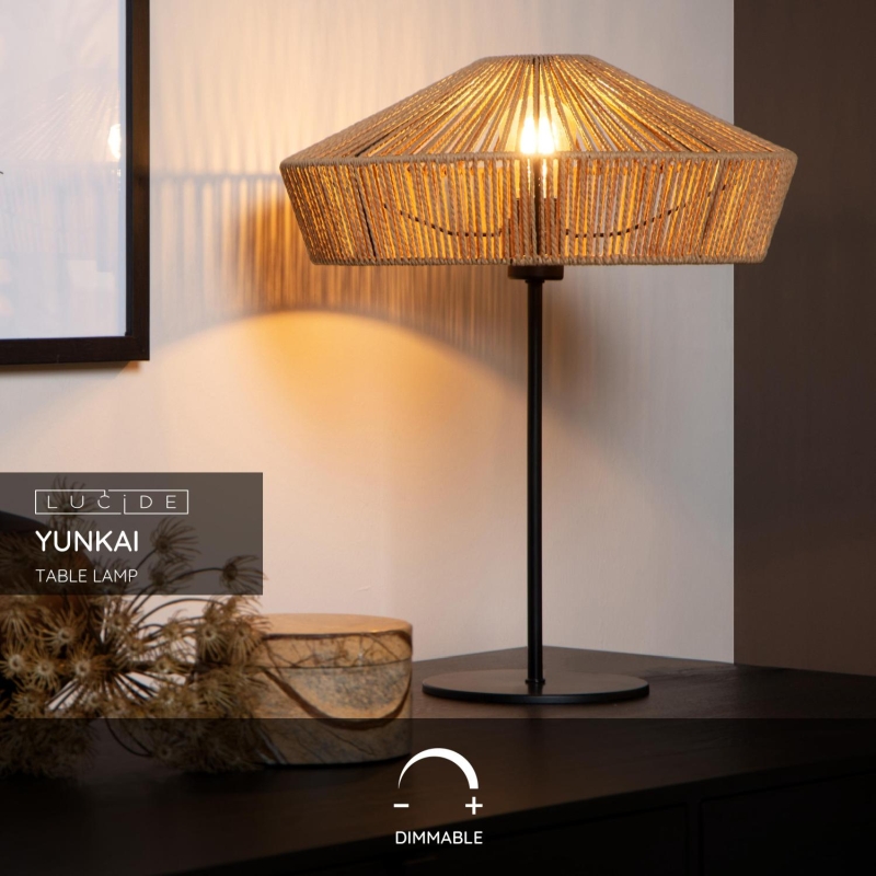 Lucide YUNKAI - Table lamp - Ø 40 cm - 1xE27 - Natural